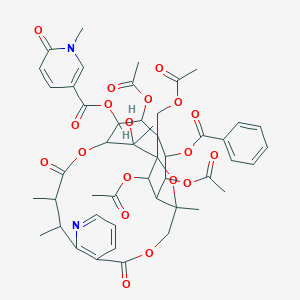 molecular formula C48H52N2O19 B236610 [19,22,24-Triacetyloxy-20-(acetyloxymethyl)-21-benzoyloxy-25-hydroxy-3,13,14,25-tetramethyl-6,15-dioxo-2,5,16-trioxa-11-azapentacyclo[15.7.1.01,20.03,23.07,12]pentacosa-7(12),8,10-trien-18-yl] 1-methyl-6-oxopyridine-3-carboxylate CAS No. 128718-53-6