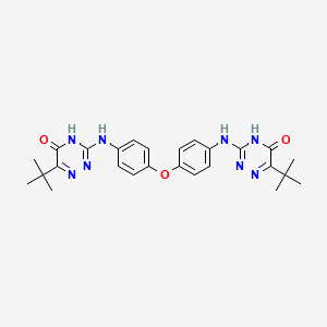 molecular formula C26H30N8O3 B2366111 3,3'-((oxybis(4,1-phenylene))bis(azanediyl))bis(6-(tert-butyl)-1,2,4-triazin-5(4H)-one) CAS No. 443097-70-9