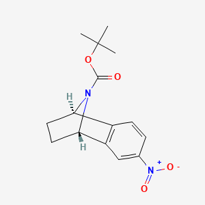 molecular formula C15H18N2O4 B2366129 萘-1,4-亚胺-9-羧酸，1,2,3,4-四氢-6-硝基-，1,1-二甲基乙酯，(1R,3S)- CAS No. 942492-10-6