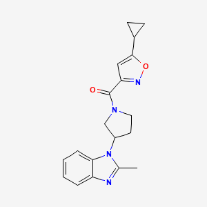 molecular formula C19H20N4O2 B2366130 (5-シクロプロピルイソキサゾール-3-イル)(3-(2-メチル-1H-ベンゾ[d]イミダゾール-1-イル)ピロリジン-1-イル)メタノン CAS No. 2034385-42-5