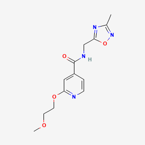 molecular formula C13H16N4O4 B2366136 2-(2-methoxyethoxy)-N-((3-methyl-1,2,4-oxadiazol-5-yl)methyl)isonicotinamide CAS No. 2034431-13-3