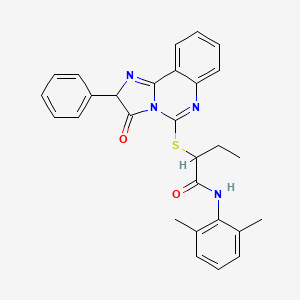 molecular formula C28H26N4O2S B2366155 N-(2,6-dimethylphenyl)-2-((3-oxo-2-phenyl-2,3-dihydroimidazo[1,2-c]quinazolin-5-yl)thio)butanamide CAS No. 1053077-96-5