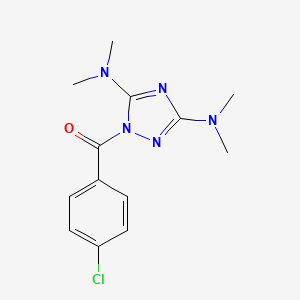 molecular formula C13H16ClN5O B2366166 (3,5-Bis(dimethylamino)-1H-1,2,4-triazol-1-yl)(4-chlorophenyl)methanone CAS No. 477873-11-3