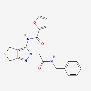 molecular formula C19H18N4O3S B2366171 N-(2-(2-(benzylamino)-2-oxoethyl)-4,6-dihydro-2H-thieno[3,4-c]pyrazol-3-yl)furan-2-carboxamide CAS No. 1105248-87-0