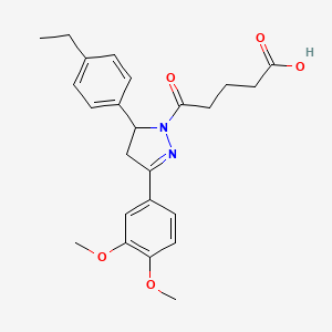 molecular formula C24H28N2O5 B2366186 5-[3-(3,4-dimethoxyphenyl)-5-(4-ethylphenyl)-4,5-dihydro-1H-pyrazol-1-yl]-5-oxopentanoic acid CAS No. 442650-36-4
