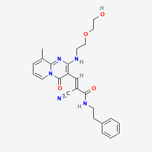 molecular formula C25H27N5O4 B2366198 (2E)-2-cyano-3-(2-{[2-(2-hydroxyethoxy)ethyl]amino}-9-methyl-4-oxo-4H-pyrido[1,2-a]pyrimidin-3-yl)-N-(2-phenylethyl)prop-2-enamide CAS No. 617697-25-3