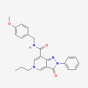 molecular formula C24H24N4O3 B2366209 N-(4-methoxybenzyl)-3-oxo-2-phenyl-5-propyl-3,5-dihydro-2H-pyrazolo[4,3-c]pyridine-7-carboxamide CAS No. 923682-65-9