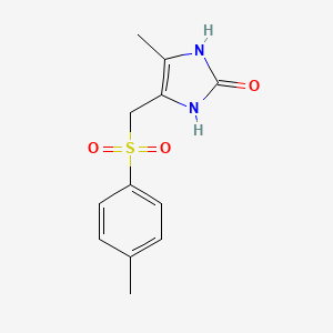 molecular formula C12H14N2O3S B2366226 4-methyl-5-{[(4-methylphenyl)sulfonyl]methyl}-1,3-dihydro-2H-imidazol-2-one CAS No. 439120-86-2
