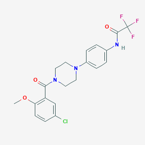 molecular formula C20H19ClF3N3O3 B236627 N-{4-[4-(5-chloro-2-methoxybenzoyl)-1-piperazinyl]phenyl}-2,2,2-trifluoroacetamide 