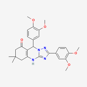 molecular formula C27H30N4O5 B2366278 2,9-bis(3,4-dimethoxyphenyl)-6,6-dimethyl-5,6,7,9-tetrahydro-[1,2,4]triazolo[5,1-b]quinazolin-8(4H)-one CAS No. 540480-62-4