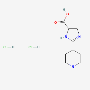 molecular formula C10H17Cl2N3O2 B2366282 2-(1-甲基哌啶-4-基)-1H-咪唑-5-羧酸；二盐酸盐 CAS No. 2138411-91-1