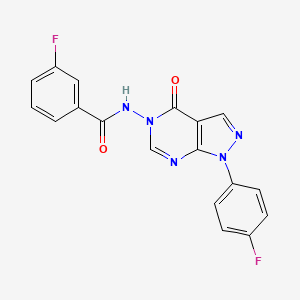 molecular formula C18H11F2N5O2 B2366284 3-fluoro-N-(1-(4-fluorophenyl)-4-oxo-1H-pyrazolo[3,4-d]pyrimidin-5(4H)-yl)benzamide CAS No. 919865-31-9