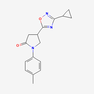 molecular formula C16H17N3O2 B2366292 4-(3-Cyclopropyl-1,2,4-oxadiazol-5-yl)-1-(p-tolyl)pyrrolidin-2-one CAS No. 1170299-21-4
