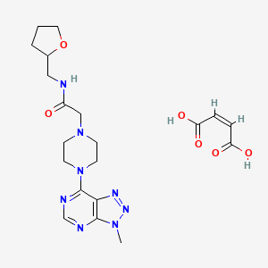 molecular formula C20H28N8O6 B2366297 2-(4-(3-methyl-3H-[1,2,3]triazolo[4,5-d]pyrimidin-7-yl)piperazin-1-yl)-N-((tetrahydrofuran-2-yl)methyl)acetamide maleate CAS No. 1351664-70-4