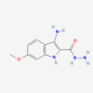 molecular formula C10H12N4O2 B2366298 3-amino-6-methoxy-1H-indole-2-carbohydrazide CAS No. 843621-55-6
