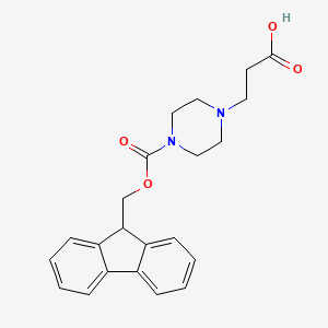 molecular formula C22H24N2O4 B2366300 3-(4-{[(9H-fluoren-9-yl)methoxy]carbonyl}piperazin-1-yl)propanoic acid CAS No. 1339485-97-0