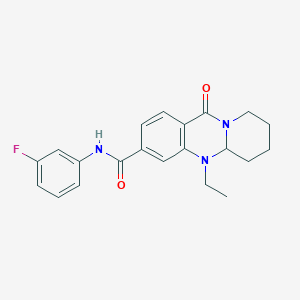 molecular formula C21H22FN3O2 B2366304 5-ethyl-N-(3-fluorophenyl)-11-oxo-5,6,7,8,9,11-hexahydro-5aH-pyrido[2,1-b]quinazoline-3-carboxamide CAS No. 1574639-77-2