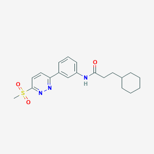 molecular formula C20H25N3O3S B2366308 3-cyclohexyl-N-(3-(6-(methylsulfonyl)pyridazin-3-yl)phenyl)propanamide CAS No. 1005305-35-0