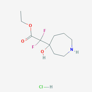 molecular formula C10H18ClF2NO3 B2366311 2,2-二氟-2-(4-羟基氮杂环-4-基)乙酸乙酯盐酸盐 CAS No. 2219419-42-6