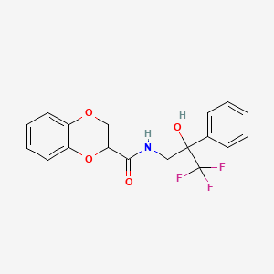 molecular formula C18H16F3NO4 B2366322 N-(3,3,3-trifluoro-2-hydroxy-2-phenylpropyl)-2,3-dihydro-1,4-benzodioxine-2-carboxamide CAS No. 1351613-60-9