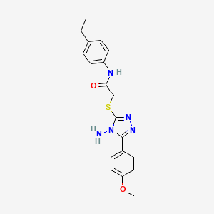 molecular formula C19H21N5O2S B2366341 2-[[4-氨基-5-(4-甲氧基苯基)-1,2,4-三唑-3-基]硫代]-N-(4-乙基苯基)乙酰胺 CAS No. 880804-79-5