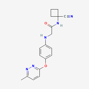 molecular formula C18H19N5O2 B2366347 N-(1-Cyanocyclobutyl)-2-[4-(6-methylpyridazin-3-yl)oxyanilino]acetamide CAS No. 2418691-95-7