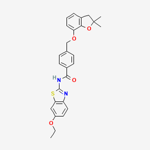 molecular formula C27H26N2O4S B2366381 4-(((2,2-dimethyl-2,3-dihydrobenzofuran-7-yl)oxy)methyl)-N-(6-ethoxybenzo[d]thiazol-2-yl)benzamide CAS No. 921881-45-0