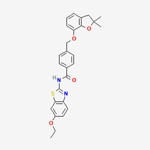 molecular formula C27H26N2O4S B2366381 4-(((2,2-diméthyl-2,3-dihydrobenzofuran-7-yl)oxy)méthyl)-N-(6-éthoxybenzo[d]thiazol-2-yl)benzamide CAS No. 921881-45-0