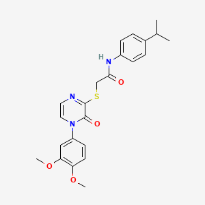 2-((4-(3,4-dimethoxyphenyl)-3-oxo-3,4-dihydropyrazin-2-yl)thio)-N-(4-isopropylphenyl)acetamide