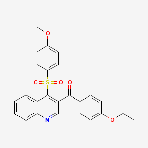 molecular formula C25H21NO5S B2366395 (4-Ethoxyphenyl)(4-((4-methoxyphenyl)sulfonyl)quinolin-3-yl)methanone CAS No. 866846-41-5