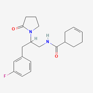 N-(3-(3-fluorophenyl)-2-(2-oxopyrrolidin-1-yl)propyl)cyclohex-3-enecarboxamide