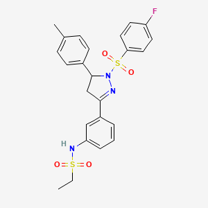 N-(3-(1-((4-fluorophenyl)sulfonyl)-5-(p-tolyl)-4,5-dihydro-1H-pyrazol-3-yl)phenyl)ethanesulfonamide