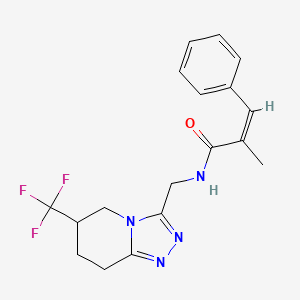 (Z)-2-methyl-3-phenyl-N-((6-(trifluoromethyl)-5,6,7,8-tetrahydro-[1,2,4]triazolo[4,3-a]pyridin-3-yl)methyl)acrylamide