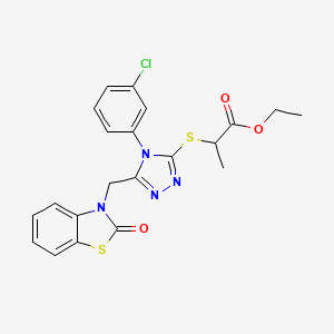 Ethyl 2-[[4-(3-chlorophenyl)-5-[(2-oxo-1,3-benzothiazol-3-yl)methyl]-1,2,4-triazol-3-yl]sulfanyl]propanoate