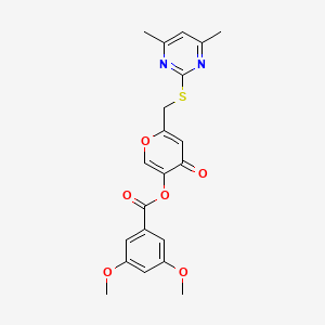 molecular formula C21H20N2O6S B2366417 6-(((4,6-dimethylpyrimidin-2-yl)thio)methyl)-4-oxo-4H-pyran-3-yl 3,5-dimethoxybenzoate CAS No. 877635-88-6