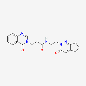 molecular formula C20H21N5O3 B2366429 N-(2-(3-oxo-3,5,6,7-tetrahydro-2H-cyclopenta[c]pyridazin-2-yl)ethyl)-3-(4-oxoquinazolin-3(4H)-yl)propanamide CAS No. 2034297-15-7