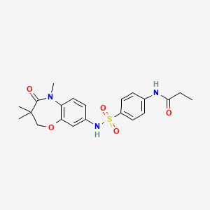molecular formula C21H25N3O5S B2366435 N-(4-(N-(3,3,5-trimethyl-4-oxo-2,3,4,5-tetrahydrobenzo[b][1,4]oxazepin-8-yl)sulfamoyl)phenyl)propionamide CAS No. 922093-47-8