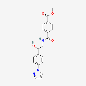 molecular formula C20H19N3O4 B2366439 Methyl 4-[[2-hydroxy-2-(4-pyrazol-1-ylphenyl)ethyl]carbamoyl]benzoate CAS No. 2415464-64-9