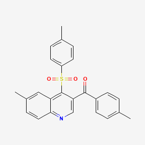 molecular formula C25H21NO3S B2366447 (6-Methyl-4-tosylquinolin-3-yl)(p-tolyl)methanone CAS No. 866845-33-2