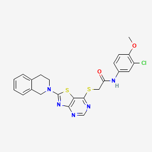molecular formula C23H20ClN5O2S2 B2366457 N-(3-chloro-4-methoxyphenyl)-2-((2-(3,4-dihydroisoquinolin-2(1H)-yl)thiazolo[4,5-d]pyrimidin-7-yl)thio)acetamide CAS No. 1185102-46-8
