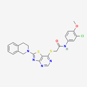 molecular formula C23H20ClN5O2S2 B2366457 N-(3-氯-4-甲氧基苯基)-2-((2-(3,4-二氢异喹啉-2(1H)-基)噻唑并[4,5-d]嘧啶-7-基)硫代)乙酰胺 CAS No. 1185102-46-8