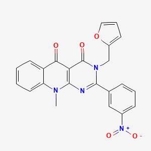 molecular formula C23H16N4O5 B2366459 3-(furan-2-ylmethyl)-10-methyl-2-(3-nitrophenyl)pyrimido[4,5-b]quinoline-4,5(3H,10H)-dione CAS No. 879456-36-7