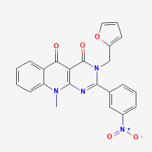 molecular formula C23H16N4O5 B2366459 3-(Furan-2-ylmethyl)-10-methyl-2-(3-nitrophenyl)pyrimido[4,5-b]quinolin-4,5(3H,10H)-dion CAS No. 879456-36-7