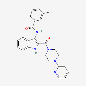 molecular formula C26H25N5O2 B2366466 2-{[3-(3-氟苯基)异恶唑并[5,4-d]嘧啶-4-基]氧基}-N-[4-(甲硫基)苄基]乙酰胺 CAS No. 1185006-88-5