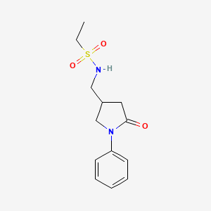 molecular formula C13H18N2O3S B2366468 N-((5-氧代-1-苯基吡咯烷-3-基)甲基)乙磺酰胺 CAS No. 955253-67-5