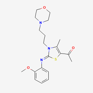 molecular formula C20H27N3O3S B2366470 1-[2-(2-Methoxyphenyl)imino-4-methyl-3-(3-morpholin-4-ylpropyl)-1,3-thiazol-5-yl]ethanone CAS No. 898606-31-0