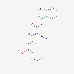 molecular formula C24H22N2O3 B2366471 (E)-2-cyano-3-(3-methoxy-4-propan-2-yloxyphenyl)-N-naphthalen-1-ylprop-2-enamide CAS No. 380434-60-6