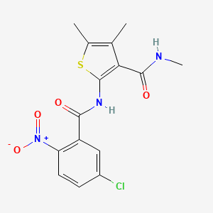 molecular formula C15H14ClN3O4S B2366472 2-(5-氯-2-硝基苯甲酰胺)-N,4,5-三甲基噻吩-3-甲酰胺 CAS No. 896302-57-1