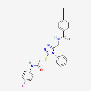 molecular formula C28H28FN5O2S B2366481 4-叔丁基-N-[[5-[2-(4-氟苯胺)-2-氧代乙基]硫代-4-苯基-1,2,4-三唑-3-基]甲基]苯甲酰胺 CAS No. 393841-26-4