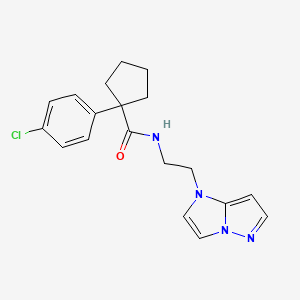 molecular formula C19H21ClN4O B2366485 N-(2-(1H-咪唑并[1,2-b]吡唑-1-基)乙基)-1-(4-氯苯基)环戊烷甲酰胺 CAS No. 1795489-43-8